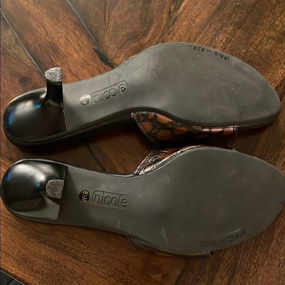 🤎Nicole Brown Mules with Metallic Embellishment - Picture 11 of 16